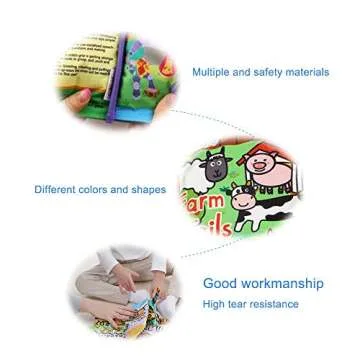 MOSTOP Cloth Book for Babies - Soft, Crinkle, Farm Tails