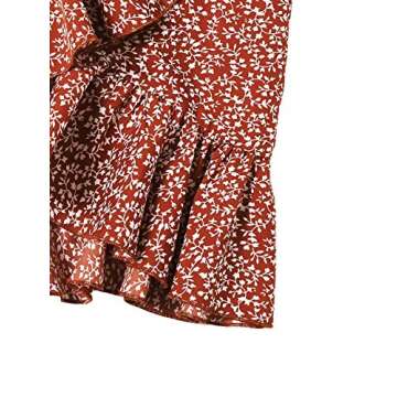 MakeMeChic Women's Two Piece Floral Ruffle Trim Cami Crop Top and Wrap Skirt Set Rust X-Small