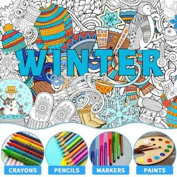 Giant Mandala Coloring Poster Large Winter Coloring Posters Adult Jumbo Holidays Christmas Wall Coloring Pages DIY Drawing Art Craft Activity Big Coloring Sheet for Home Classroom Decorations Supplies