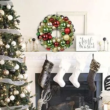 Stunning 13" Christmas Ball Wreath - Festive Decor for Any Home