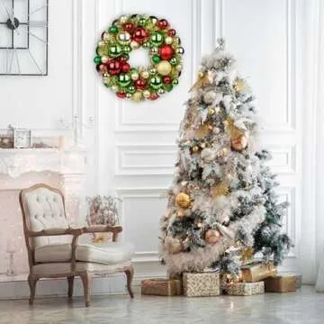 Beautiful 13" Christmas Ball Wreath for Holidays