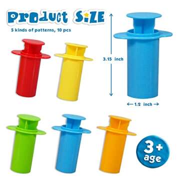 Rimobul Assorted Designs Dough Extruders Set - Set of 10 - Assorted Colors