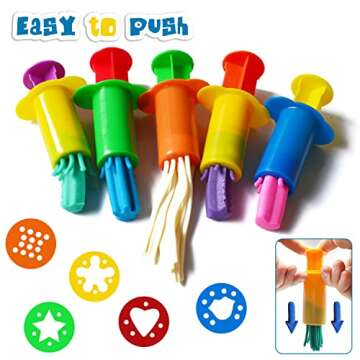 Rimobul Assorted Designs Dough Extruders Set - Set of 10 - Assorted Colors