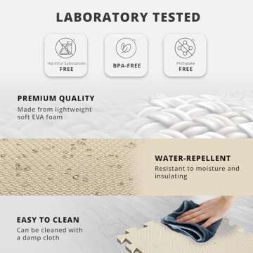 Gym Flooring Set - Interlocking EVA Soft Foam Floor Mat, 18 Pieces Puzzle Rubber Tiles Protective Ground Surface Protection, Play Workout Exercise Mats Underlay Matting Sports Pool Home Fitness Garage