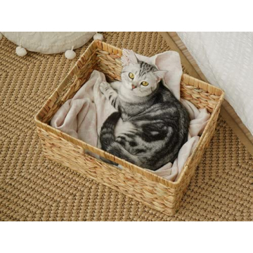 Jumbo Water Hyacinth Storage Basket Stylish Sturdy Handles