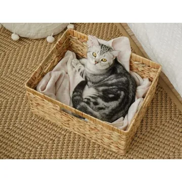 Jumbo Water Hyacinth Storage Basket Stylish Sturdy Handles