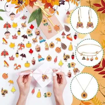 Tudomro 300 Thanksgiving Charms for Jewelry Making
