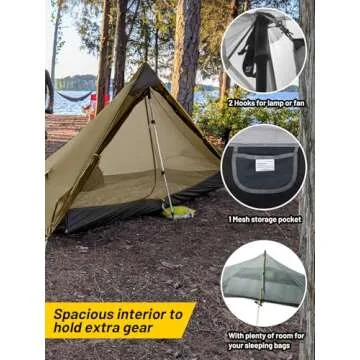 LANSHAN Ultralight Tent 3-Season Waterproof Backpacking Tent for 1-Person Camping, Trekking, Climbing, Hiking, 1 Person, Khaki