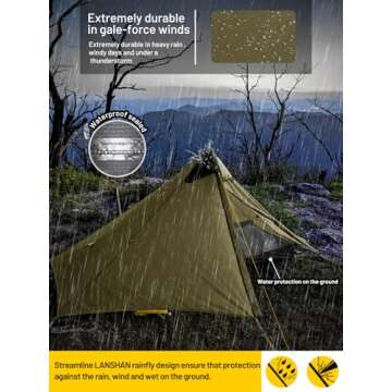 LANSHAN Ultralight Tent 3-Season Waterproof Backpacking Tent for 1-Person Camping, Trekking, Climbing, Hiking, 1 Person, Khaki