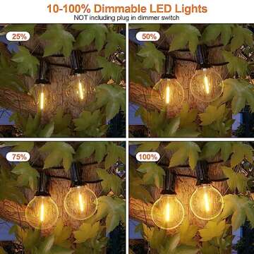 GPATIO Outdoor String Lights, 60FT Waterproof Patio Lights with 32 Hanging Lights Globe G40 Bulbs, 2700k Shatterproof for Backyard Gazebo Porch Garden Commerical Outside Decor