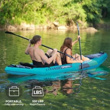 11' Inflatable Kayak with Drop Stitch Floor 1 Person 2 Person Adult Blow up Kayaks Foldable Boat Canoe, Aurora Blue