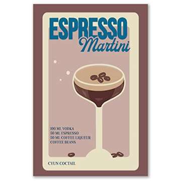 Espresso Martini Canvas Aesthetic Martini Cocktail Print Retro Cocktail Posters Espresso Martini Retro Poster Lllustration Art Wall Coffee Beans Liquor Art Wall Decor Bar Kitchen 16x24inch No Frame