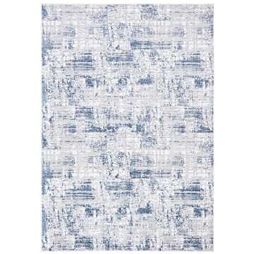 SAFAVIEH Amelia Collection Area Rug - 5'3" x 7'6", Blue & Grey, Modern Abstract Distressed Design, Non-Shedding & Easy Care, Ideal for High Traffic Areas in Living Room, Bedroom (ALA786M)
