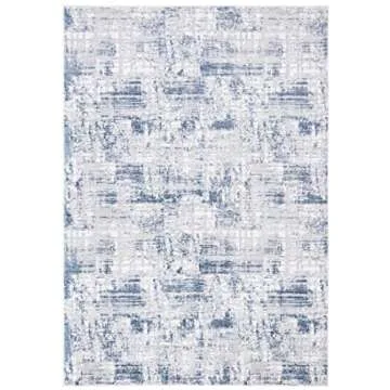 SAFAVIEH Amelia Collection Area Rug - 5'3" x 7'6", Blue & Grey, Modern Abstract Distressed Design, Non-Shedding & Easy Care, Ideal for High Traffic Areas in Living Room, Bedroom (ALA786M)