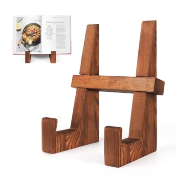 DEBETOOL Cookbook Stand - Elegant Wooden Cookbook Holder for Kitchen