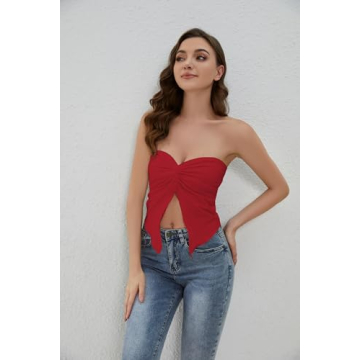 MISSACTIVER Twist Front Tube Top for Summer Style
