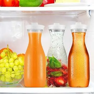 DilaBee 32 Oz BPA-Free Plastic Carafe Pitchers for Drinks