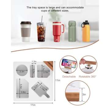 Couch Cup Holder Tray - Stylish Organizer for Snacks & Drinks