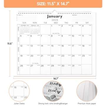Lbylyhxc 2024-2025 Calendar - Includes July 2024 to December 2025-18 Monthly Wall Calendar 2024-2025, 14.7 x 11.5 Inches.Thick Paper with Julian Dates and Block for New Year and Christmas Presents (2024-2025 wall calendar simplicity)