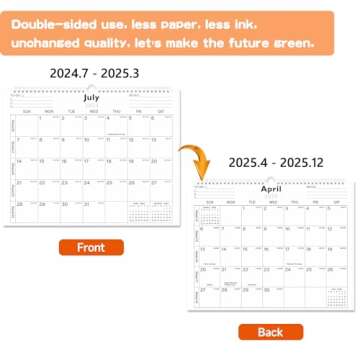 Lbylyhxc 2024-2025 Calendar - Includes July 2024 to December 2025-18 Monthly Wall Calendar 2024-2025, 14.7 x 11.5 Inches.Thick Paper with Julian Dates and Block for New Year and Christmas Presents (2024-2025 wall calendar simplicity)