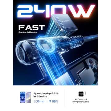 AINOPE 240W Long USB C Cable Multi Charging Cable Fast Charging C Type Charger Fast Charge USB to US...