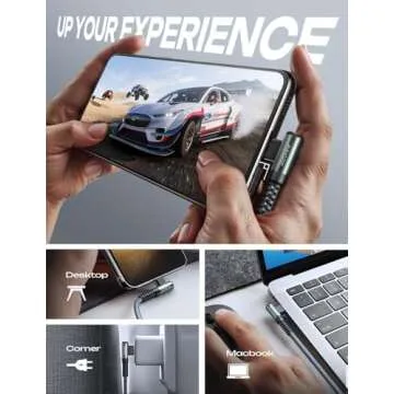 AINOPE 240W Long USB C Cable Multi Charging Cable Fast Charging C Type Charger Fast Charge USB to USB C Cable,Right Angle USB C USB to C Fit iPhone 16 15 Pro Max iPad Samsung S25 Ultra 10FT Grey