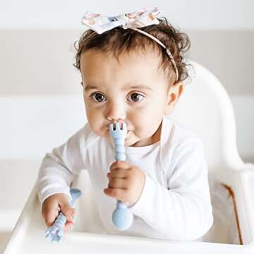 Ryan & Rose Cutie Tensils Baby Spoon and Fork [2 Pack] (Blue)