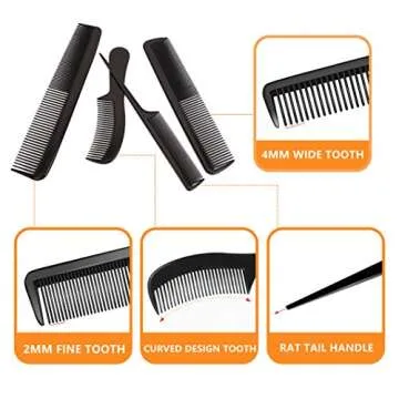 NuAngela Styling Comb Set: Professional Hair Beard Combs for All Styles