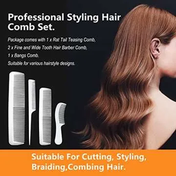 NuAngela Professional Styling Comb Set for All Hair Types