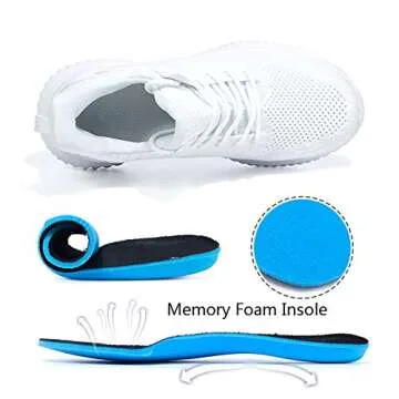 Akk White Sneakers for Women Walking Shoes Comfortable Lightweight Womens Work Casual Tennis Shoes for Gym 7.5 US White
