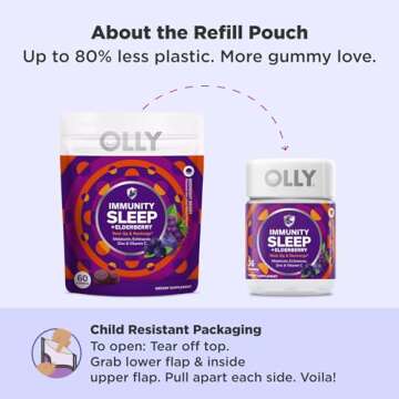 OLLY Immunity Sleep Gummy, Immune and Sleep Support, 3mg Melatonin, Echinacea, Zinc, Vitamin C, Chewable Supplement, Berry - 60 Count