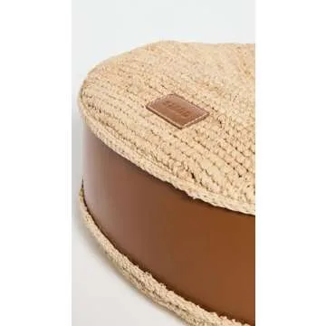 STAUD Women's Large Raffia Moon Tote Bag, Natural/Tan, One Size