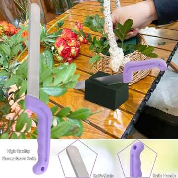 Tinsow Floral Foam Knife Florist Professional Cutting Knife for Flower Foam Block, Cake, Fruit, Utility Tool for Flower Clay Blocks (Light Purple)