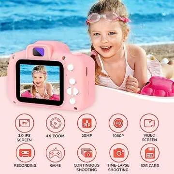 Kids Digital Camera, Toddler Camera, Kid Camera with 2 Inch Screen and 32Gb SD Card, Camera for Kids...