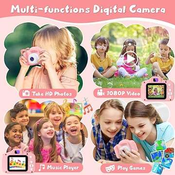 Kids Digital Camera, Toddler Camera, Kid Camera with 2 Inch Screen and 32Gb SD Card, Camera for Kids, Toys for Over 6 Year Old Girls, Birthday Gift Christmas Toy for 6 7 8 Children by Nidoot(Pink)