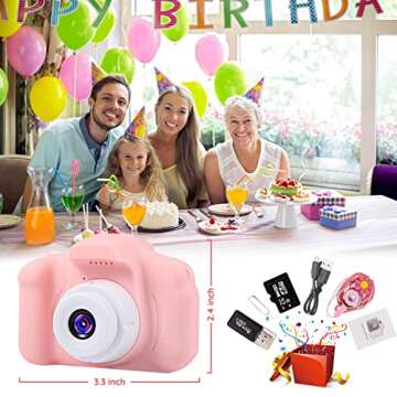 Kids Digital Camera, Toddler Camera, Kid Camera with 2 Inch Screen and 32Gb SD Card, Camera for Kids, Toys for Over 6 Year Old Girls, Birthday Gift Christmas Toy for 6 7 8 Children by Nidoot(Pink)