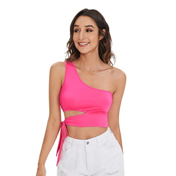 Verdusa Neon One Shoulder Crop Top for Trendy Fun