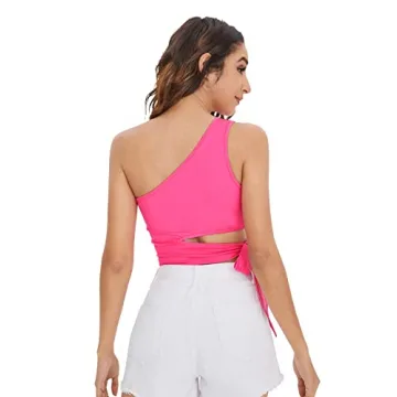Verdusa Neon One Shoulder Crop Top for Trendy Fun