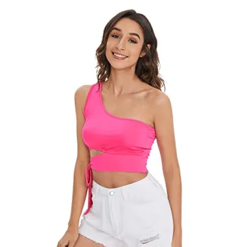 Verdusa Neon One Shoulder Crop Top for Trendy Fun