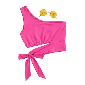 Verdusa Neon One Shoulder Crop Top for Trendy Fun
