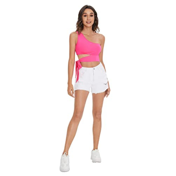 Verdusa Neon One Shoulder Crop Top for Trendy Fun