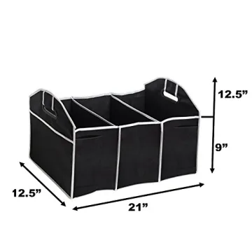 TRADERPLUS Trunk Cargo Organizer Heavy Duty Folding Caddy Storage Collapse Bag Bin for Auto Car Truck SUV