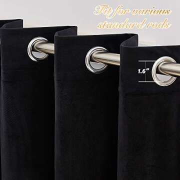 NICETOWN Halloween Black Curtains Patio Blackout Velvet Curtain Panels, Media Movie Theater Room Dec...