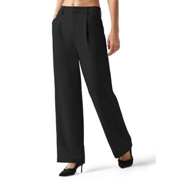 Willit Women's Work Pants Wide Leg Dress Pants High Waisted Casual Business Office Pants Slacks 31" ...