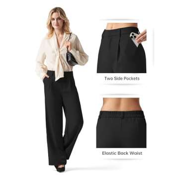 Willit Women's Work Pants Wide Leg Dress Pants High Waisted Casual Business Office Pants Slacks 31" Black L
