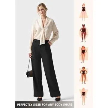 Willit Women's Work Pants Wide Leg Dress Pants High Waisted Casual Business Office Pants Slacks 31" Black L
