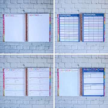 Generic 2024-2025 Premium Teacher Planner By Berteau and Co, Weekly and Monthly, Hard Cover, 8-1/2'"" X 11"", Groovy Cover (July 2024 - August 2025)