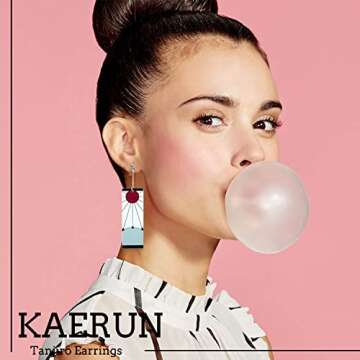 KAERUN 12 Pairs Women's Tanjiro Earrings Anime Demon Slayer Earrings Cosplay Fashion Double-sided Ac...