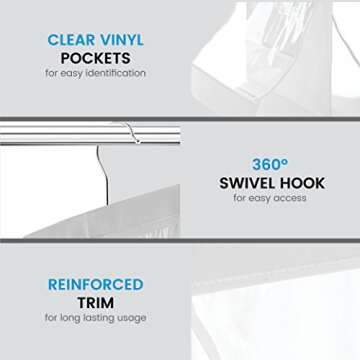 ZOBER Hanging Purse Organizer with 8 Clear Vinyl Pockets