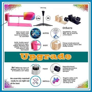 LFSUM Cup Turner for Crafts Tumbler Cup Spinner Machine Kit,Wood Cuptisserie Turner DIY Glitter Epox...